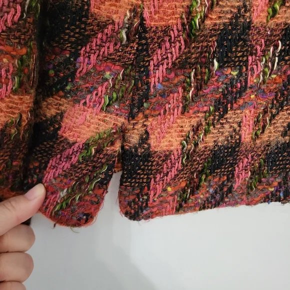 Carlisle Women's Vintage Plaid Tweed Jacket Blazer Size 8 Black Orange Pink Wool - Picture 5 of 7